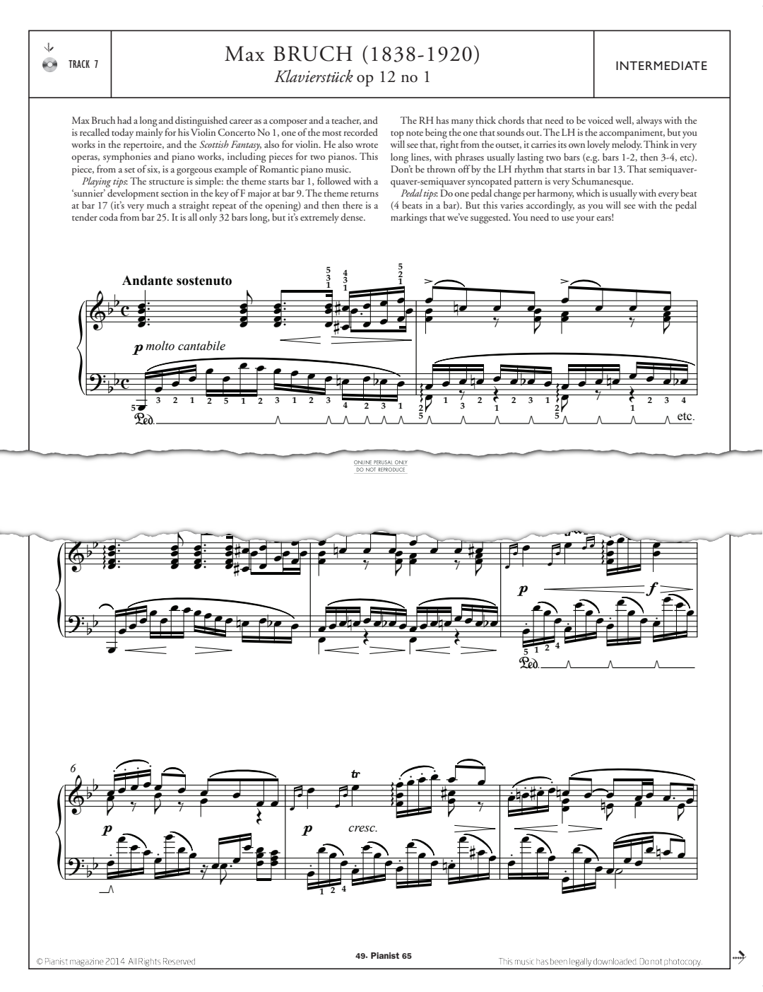 Product gallery: Page 1 of 1 Klavierstücke Op.12 No.1, Max Bruch