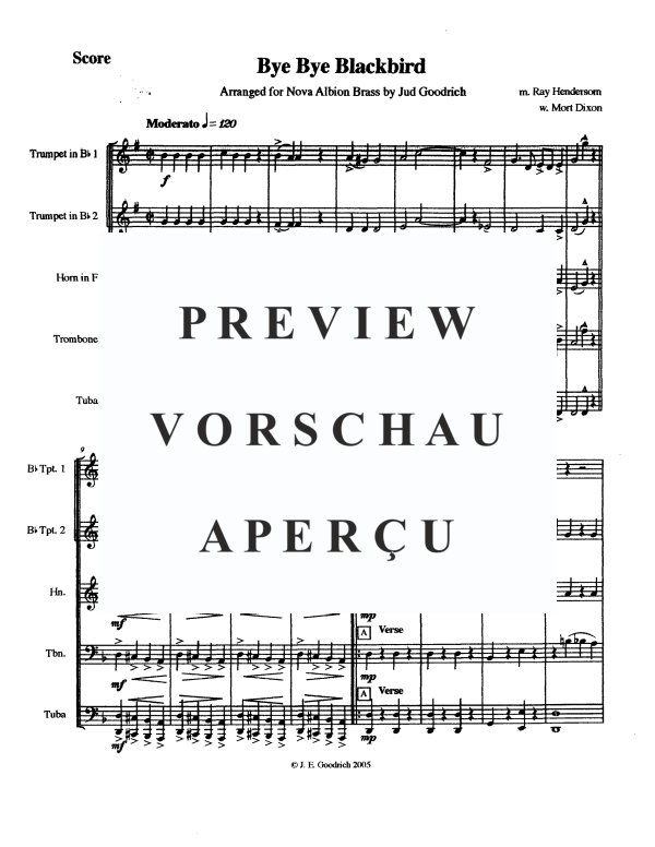 Produktgalerie: Seite 3 von 11 Bye Bye Blackbird, , Blechbläse Quintett
