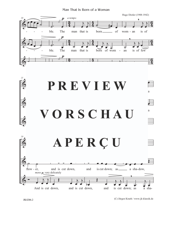 Produktgalerie: Seite 3 von 4 Man That Is Born of a Woman (The Year Cycle, Op.5, No.36), , Frauenchor