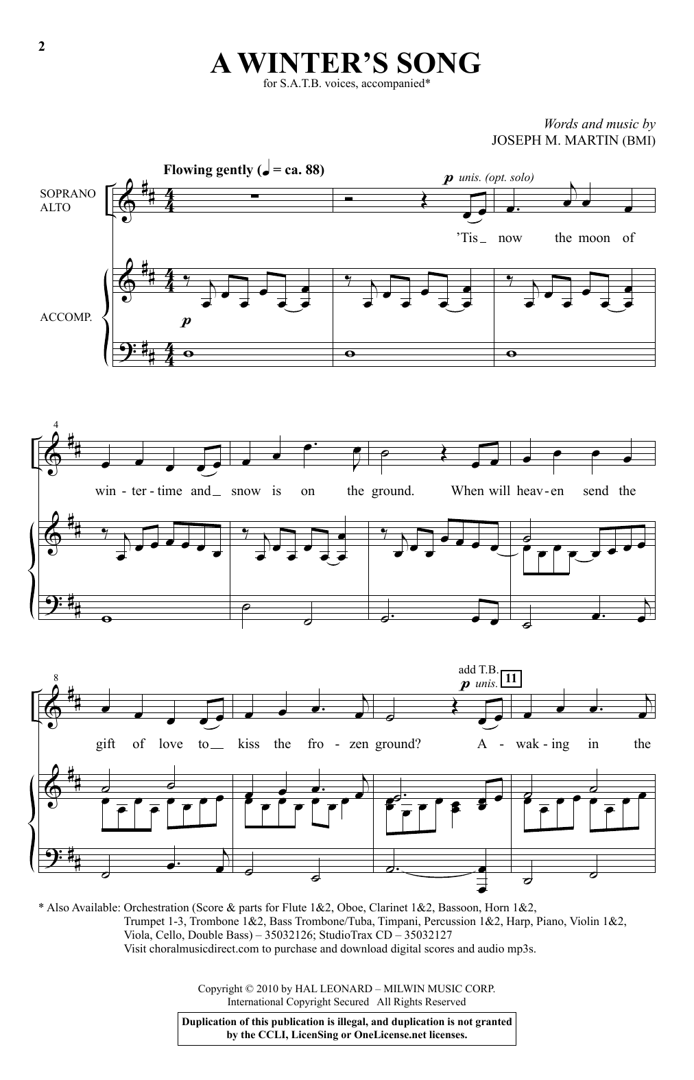 Product gallery: Page 1 of 1 A Winter's Song (from Winter's Grace), Joseph M. Martin