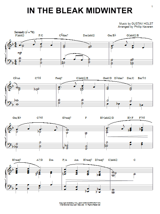 Product gallery: Page 1 of 1 In The Bleak Midwinter [Jazz version] (arr. Phillip Keveren), Gustav Holst