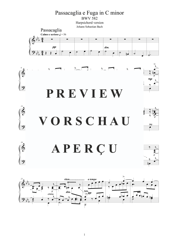 Produktgalerie: Seite 2 von 11 Passacaglia e Fuge in C-Moll BWV 582, , Cembalo/Klavier Solo
