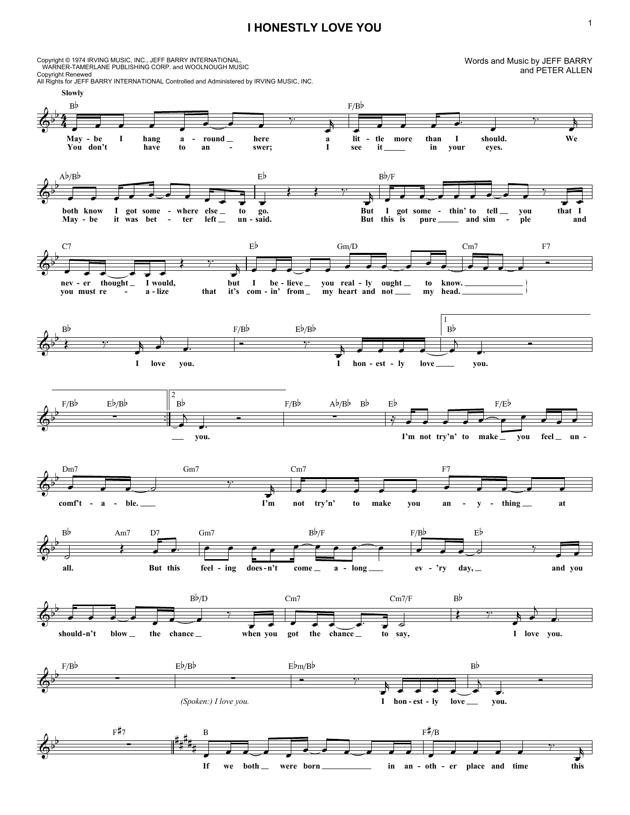 Produktgalerie: Seite 1 von 1 I Honestly Love You (from The Boy From Oz), Olivia Newton-John, Melodieinstrument