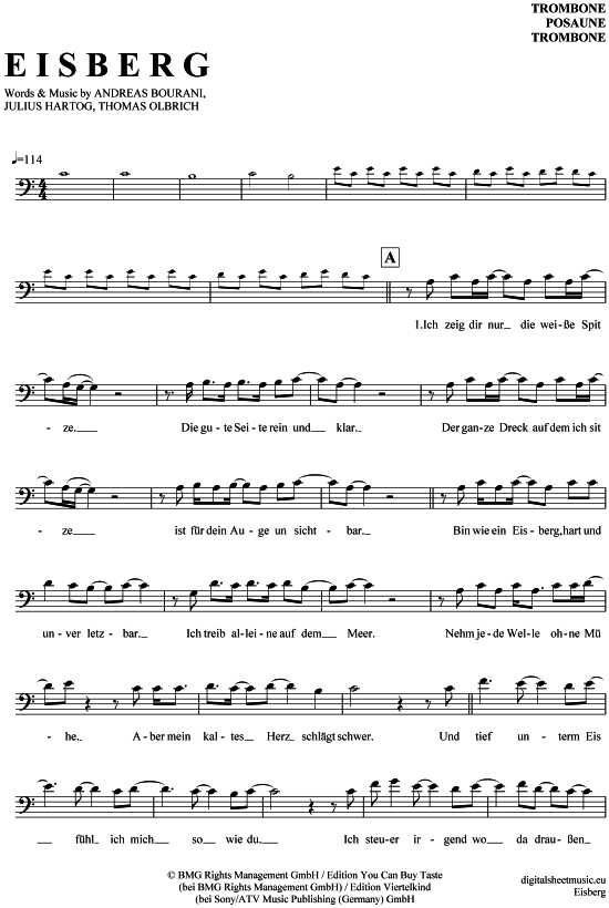 Product gallery: Page 1 of 4 Eisberg , Bourani, Andreas, (Posaune / Bariton)