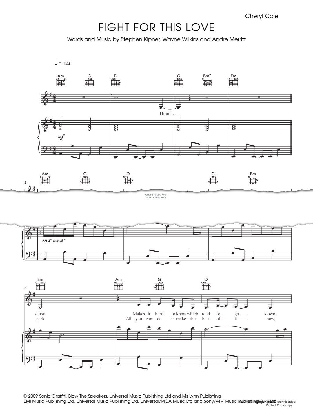 Produktgalerie: Seite 1 von 1 Fight For This Love, Cheryl Cole, Gesang, Gitarre, Klavier