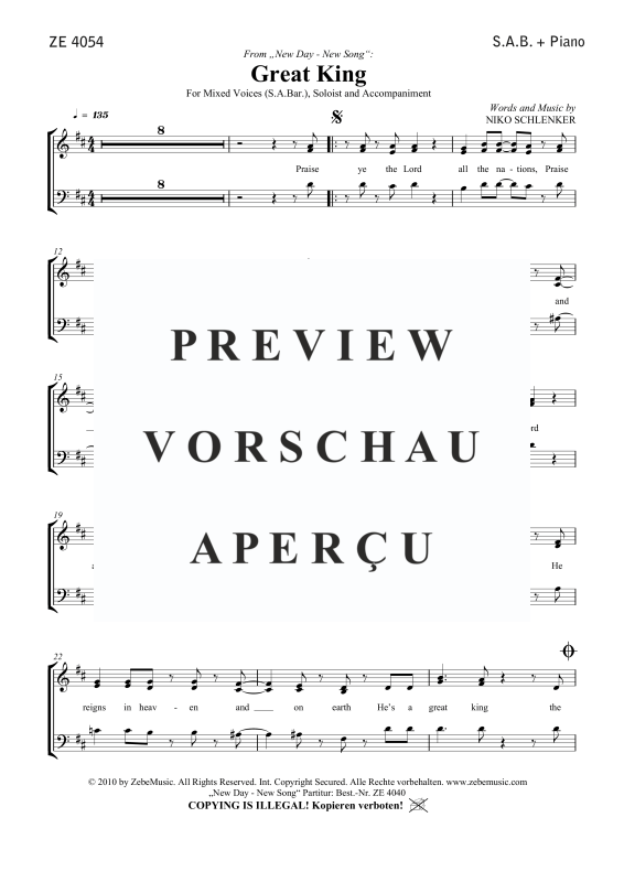 gallery: Great King, , Gemischter Chor SAB, Solo und Klavier