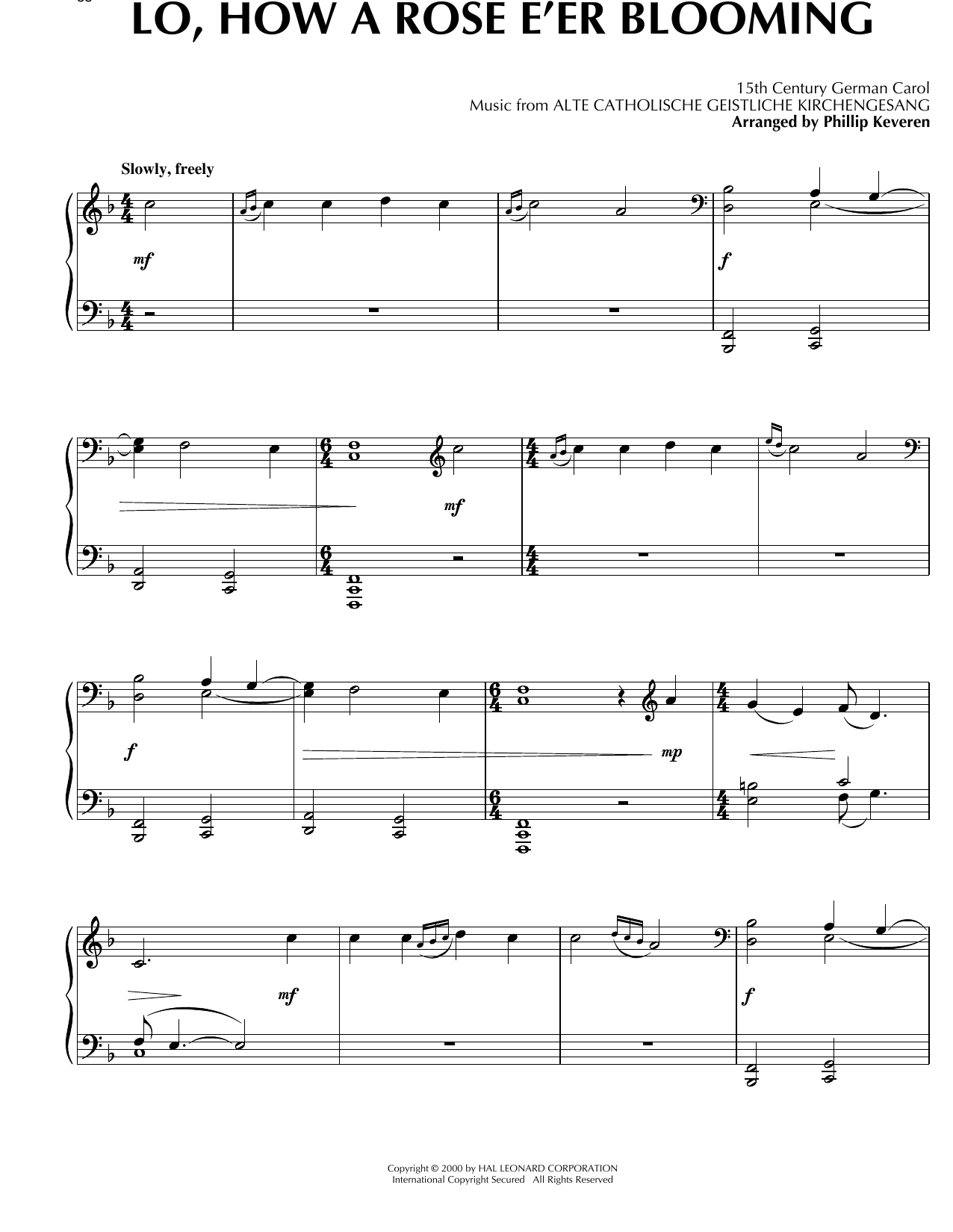 Produktbild zu:  Lo, How A Rose E'er Blooming [Celtic version] (arr. Phillip Keveren) - 15th Century German Carol