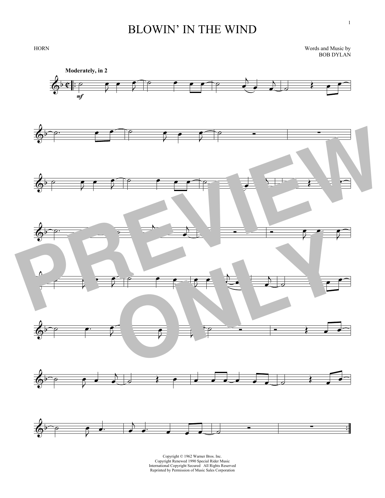 Produktgalerie: Seite 1 von 1 Blowin' In The Wind, Bob Dylan, Horn