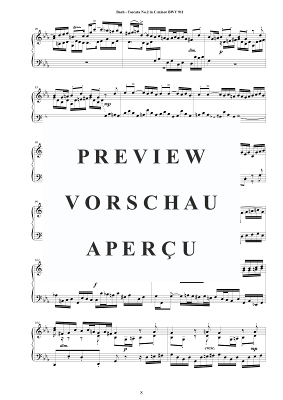 Produktgalerie: Seite 9 von 11 Toccata Nr. 2 in C-Moll BWV 911, , Cembalo/Klavier Solo
