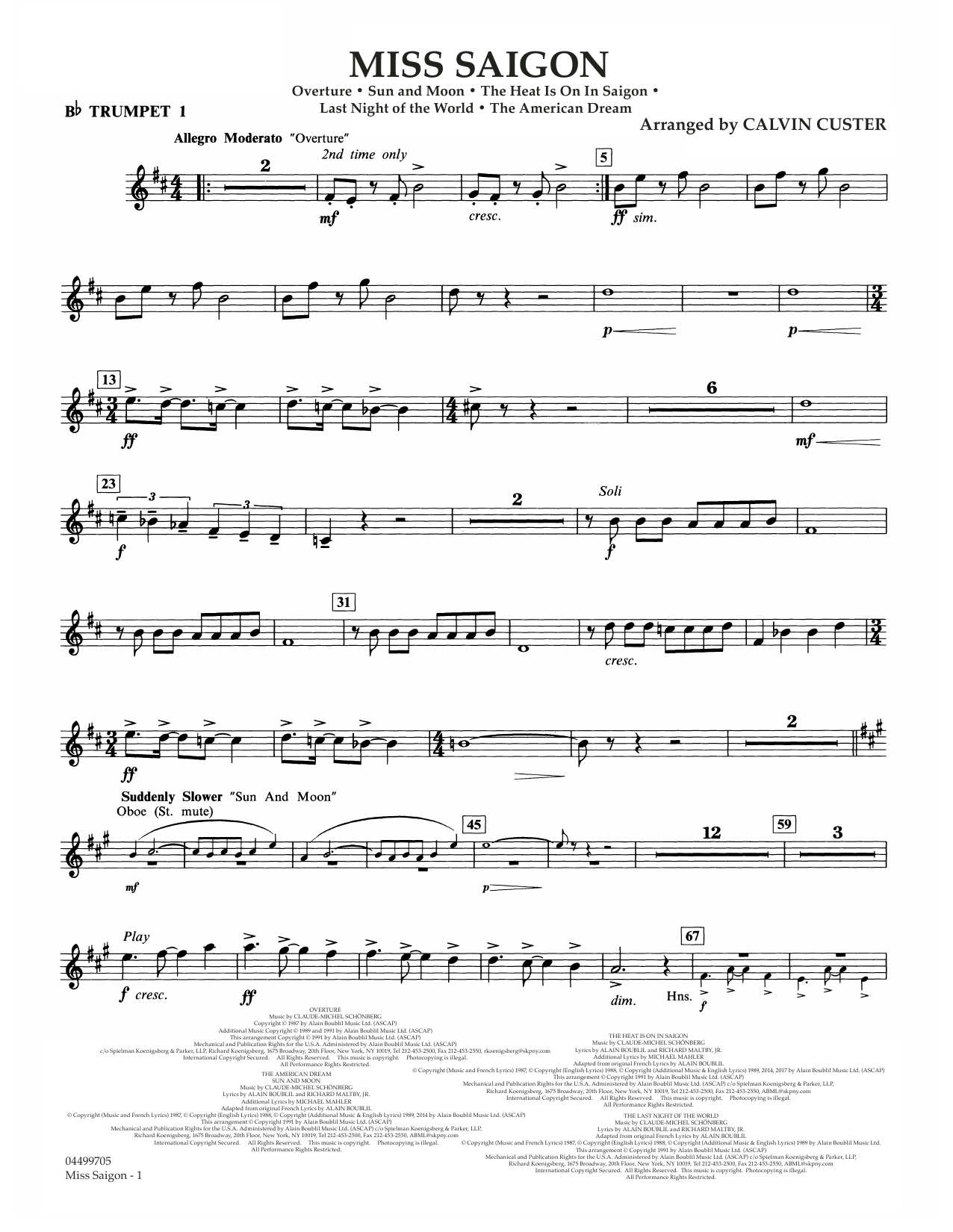 Produktbild zu: Miss Saigon (arr. Calvin Custer) - Bb Trumpet 1