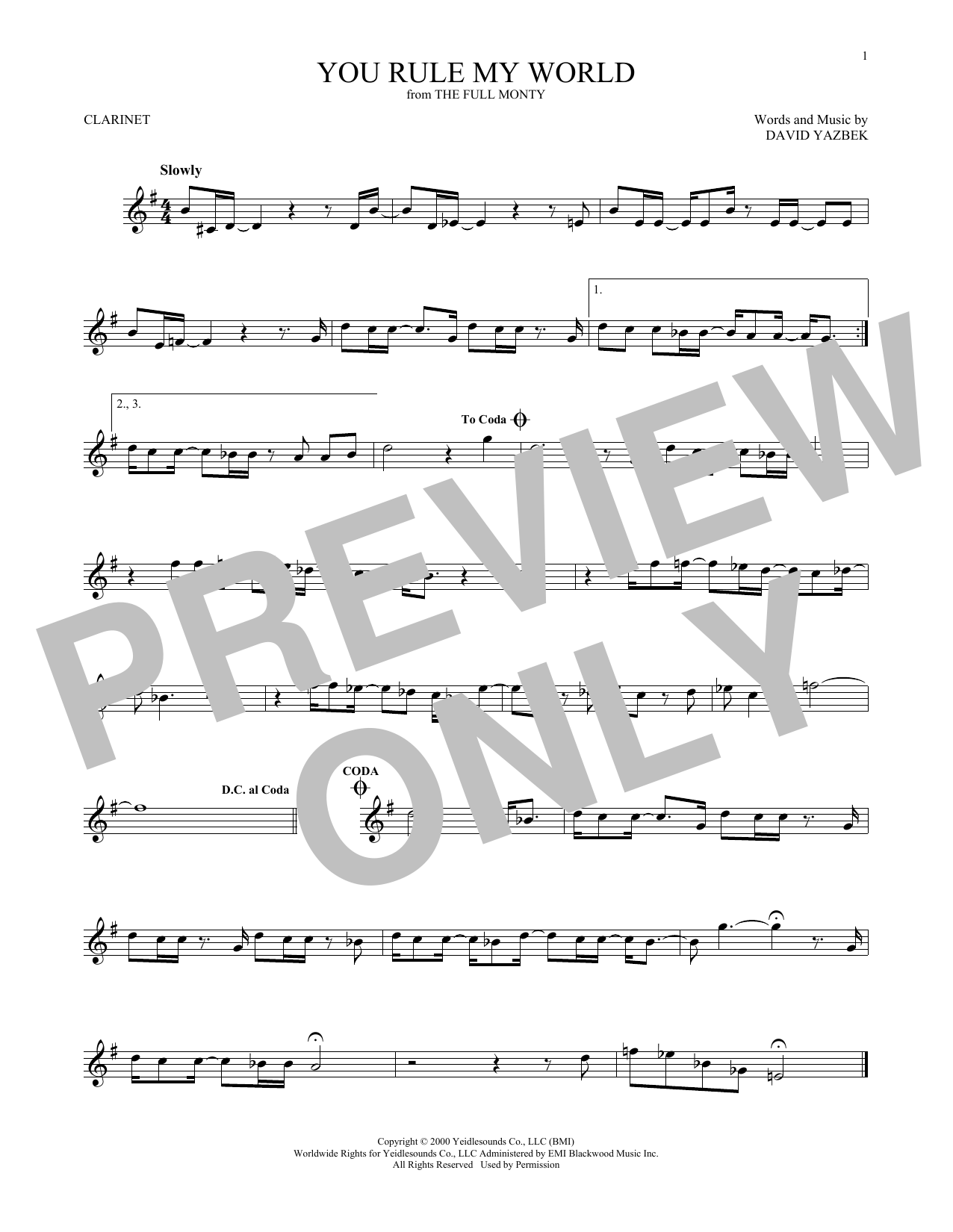 Product gallery: Page 1 of 1 You Rule My World (from The Full Monty), David Yazbek