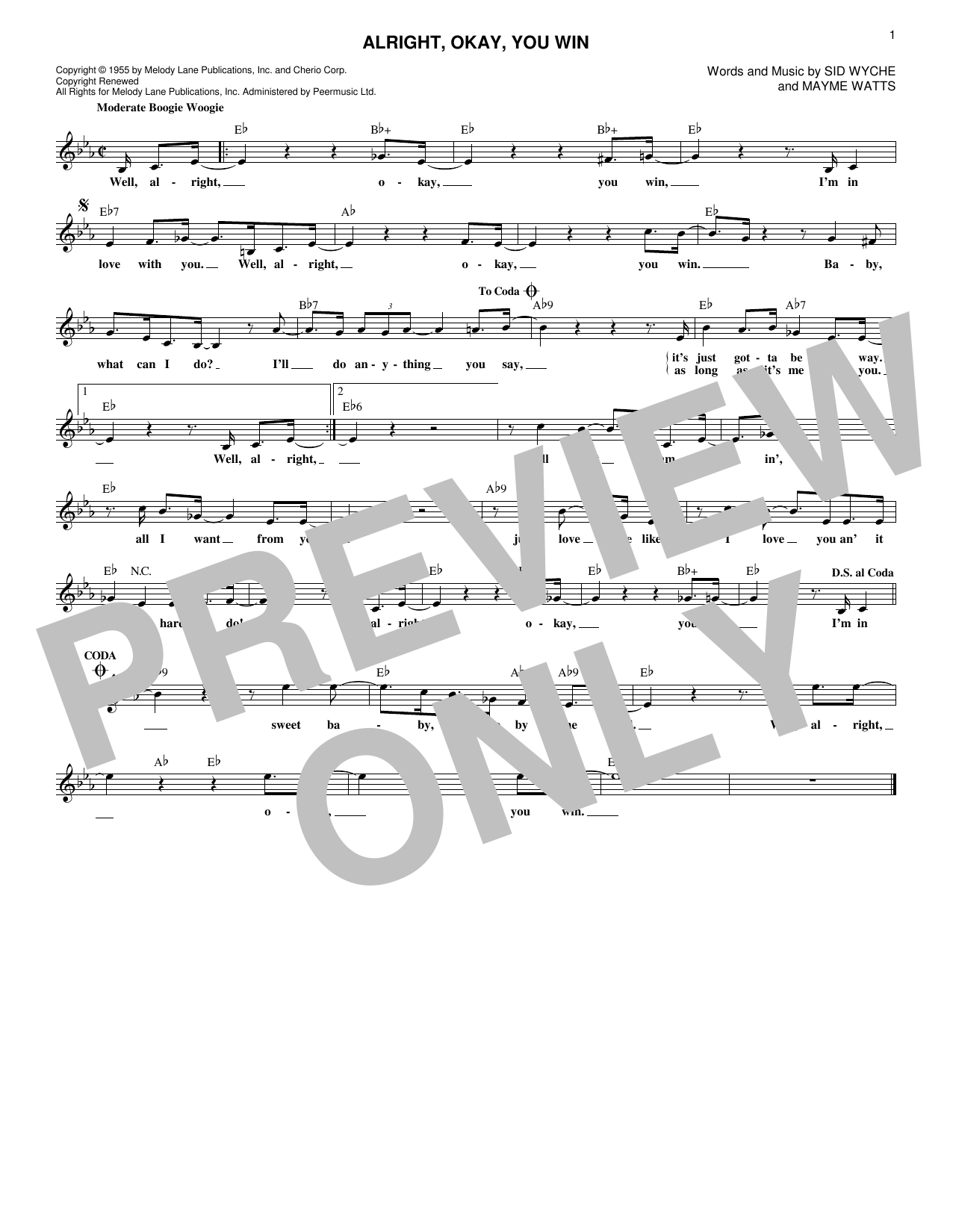 Product gallery: Page 1 of 1 Alright, Okay, You Win, Peggy Lee