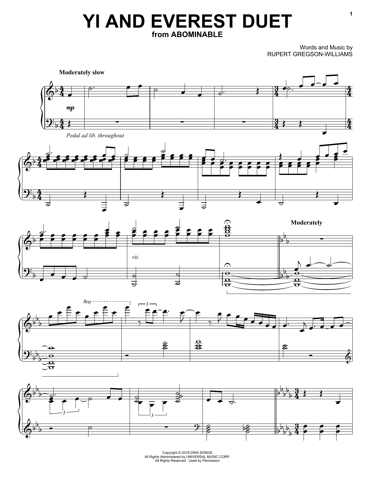 Product gallery: Page 1 of 1 Yi And Everest Duet (from the Motion Picture Abominable), Rupert Gregson-Williams