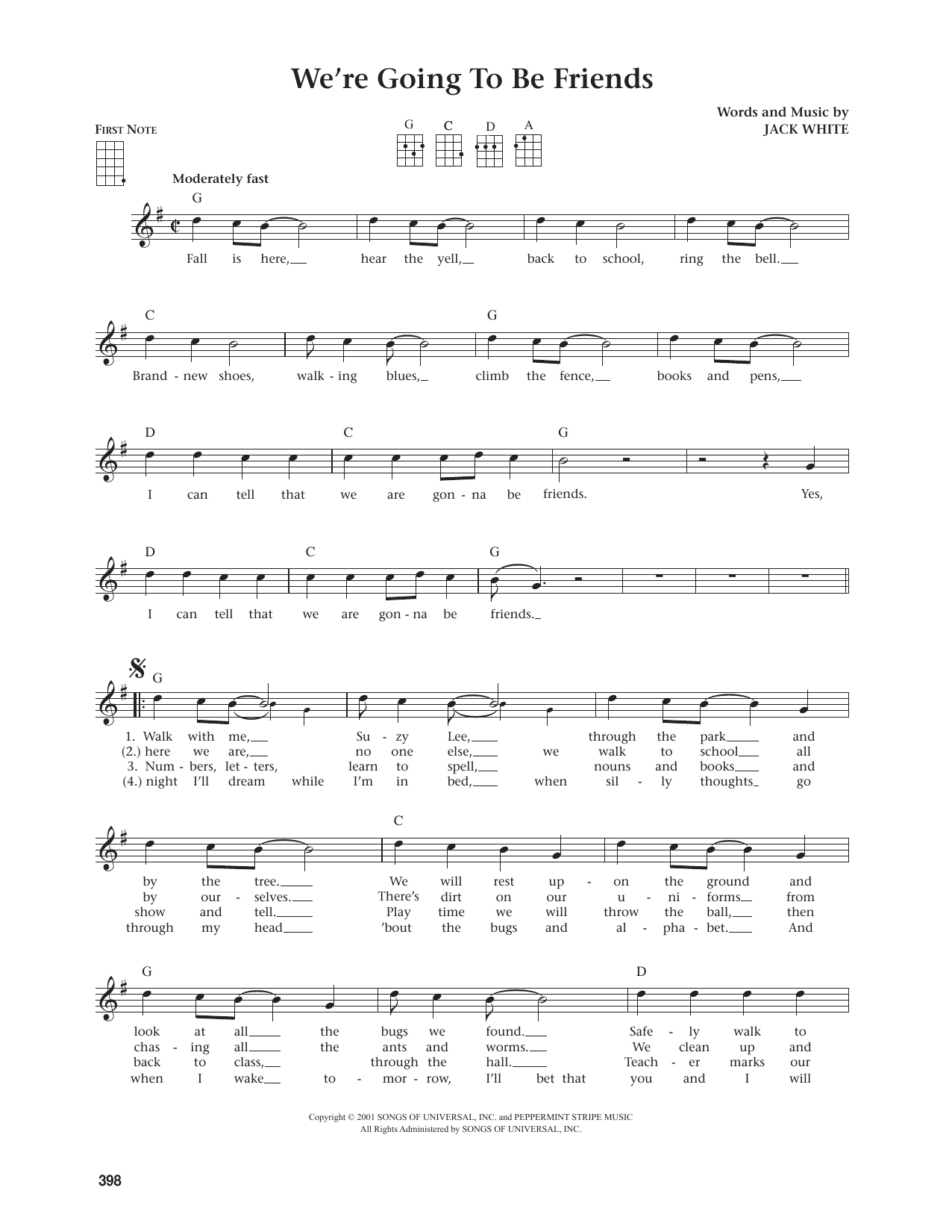Produktgalerie: Seite 1 von 1 We're Going To Be Friends (from The Daily Ukulele) (arr. Jim Beloff), White Stripes, Ukulele