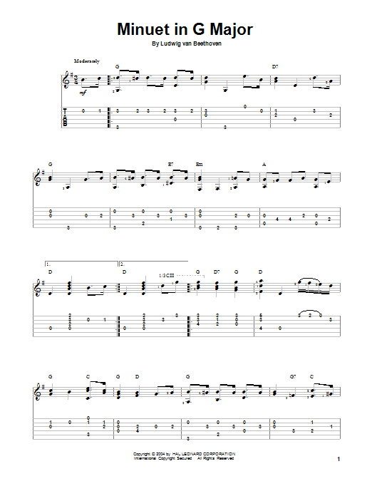 Product gallery: Page 1 of 1 Minuet In G Major, Ludwig Van Beethoven