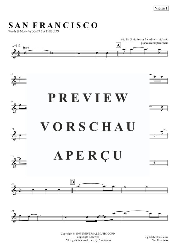 Produktgalerie: Seite 8 von 11 San Francisco, McKenzie, Scott, (Violinen Trio + Klavier)