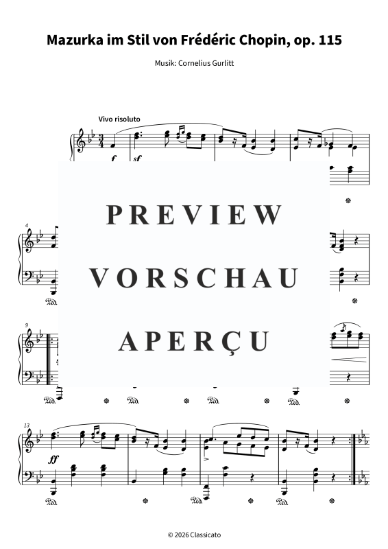 Produktgalerie: Seite 5 von 7 Mazurka im Chopin-Stil über "Ach du lieber Augustin", , Klavier Solo