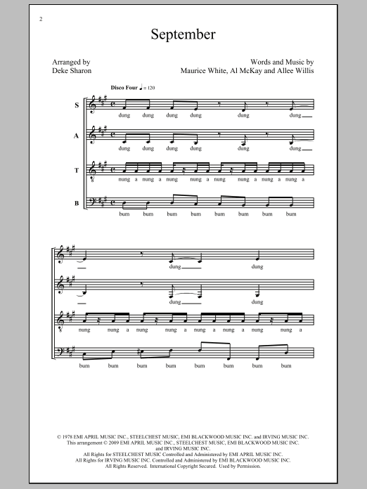 Produktbild zu:  September (arr. Deke Sharon) - Earth, Wind & Fire