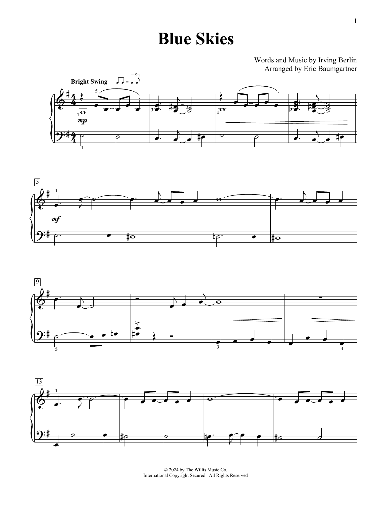 Produktbild zu: Blue Skies (arr. Eric Baumgartner)