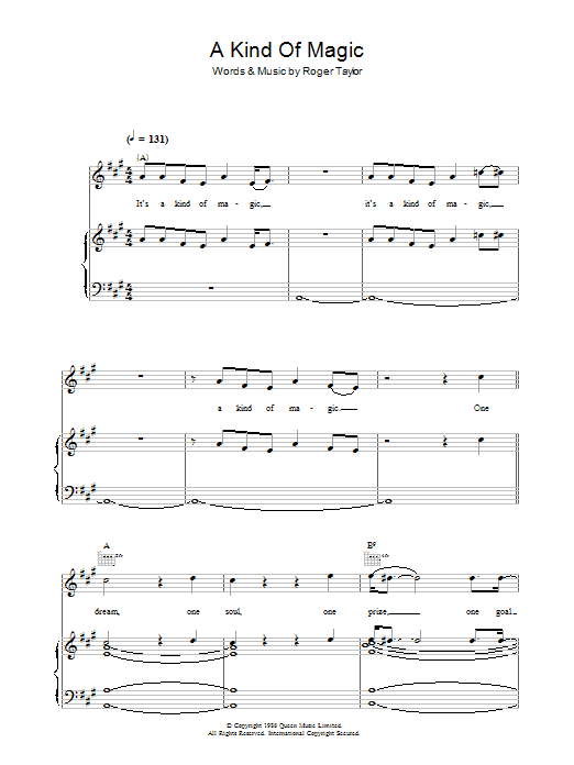 Produktgalerie: Seite 1 von 1 A Kind Of Magic, Queen, Gesang, Gitarre, Klavier