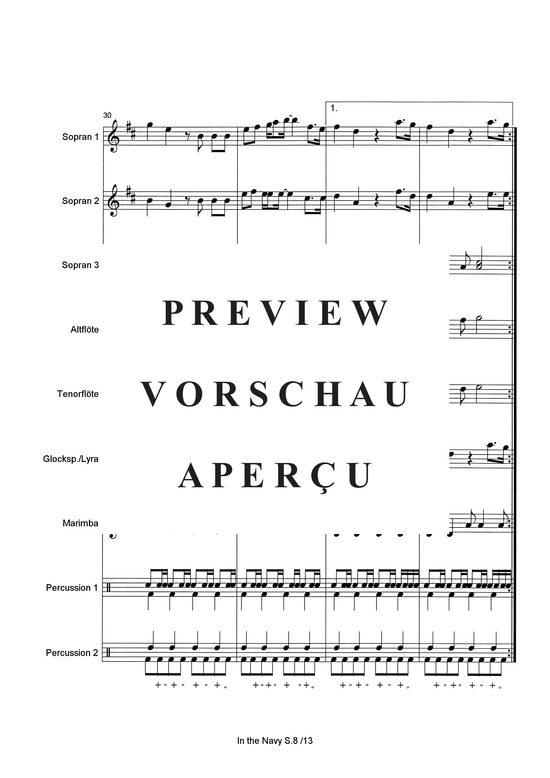 Produktgalerie: Seite 11 von 14 In the Navy , Village People, (Flöten-Quintett + Percussion)