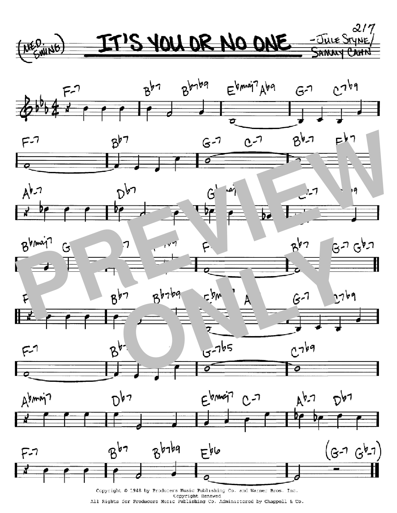 Product gallery: Page 1 of 1 It's You Or No One, Sammy Cahn