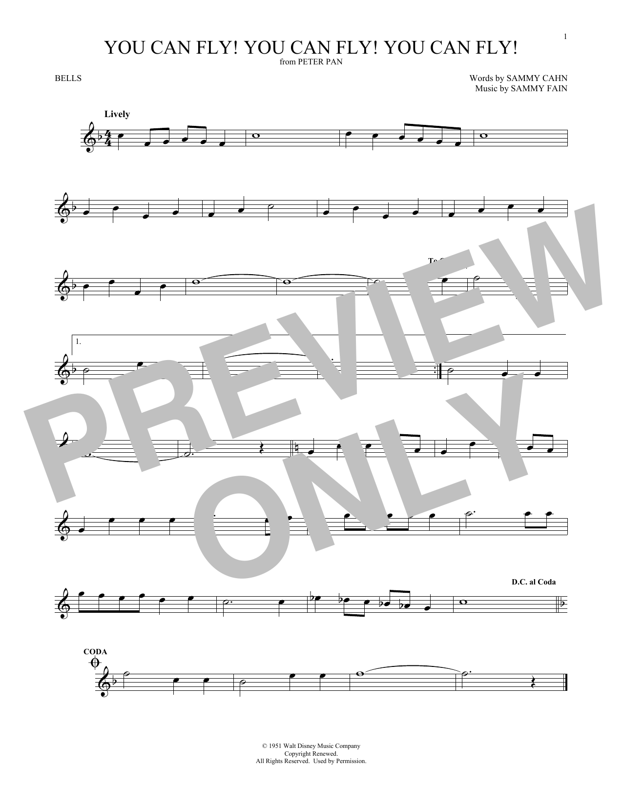 Produktgalerie: Seite 1 von 1 You Can Fly! You Can Fly! You Can Fly! (from Peter Pan), Sammy Cahn, Percussion