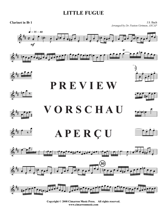 Product gallery: Page 7 of 11 Little Fugue , , (clarinet quartet)