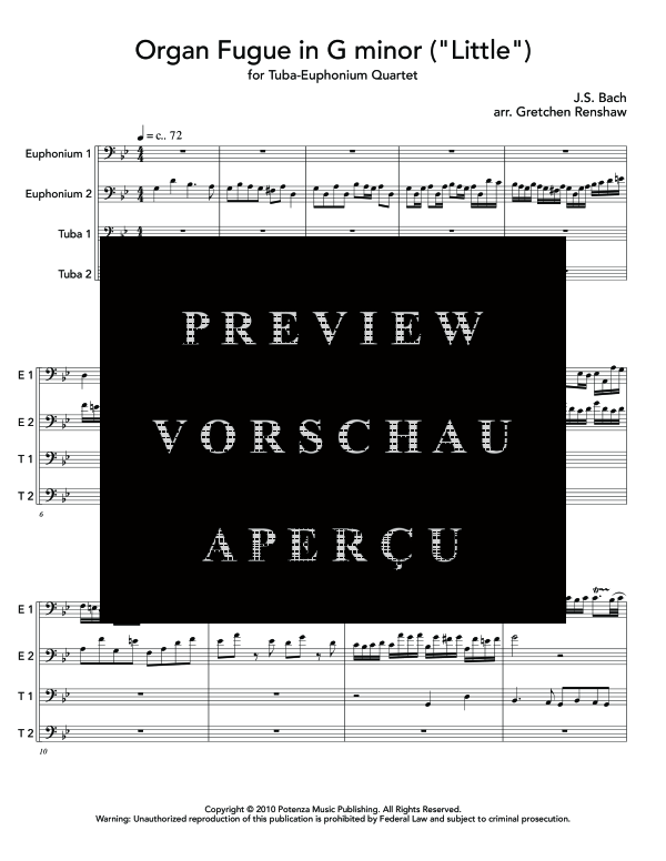 Product gallery: Page 5 of 11 Organ Fugue in G Minor (Little Fugue), , (Tuba Quartett EETT)