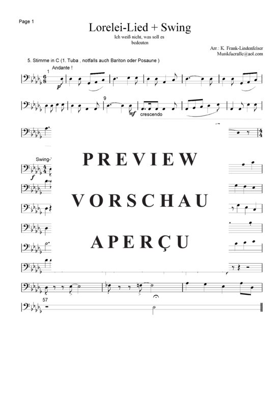 Produktgalerie: Seite 19 von 21 Lorelei-Lied + Swing , , (Blechbläser Quintett - Flexible Besetzung + Schlagzeug)