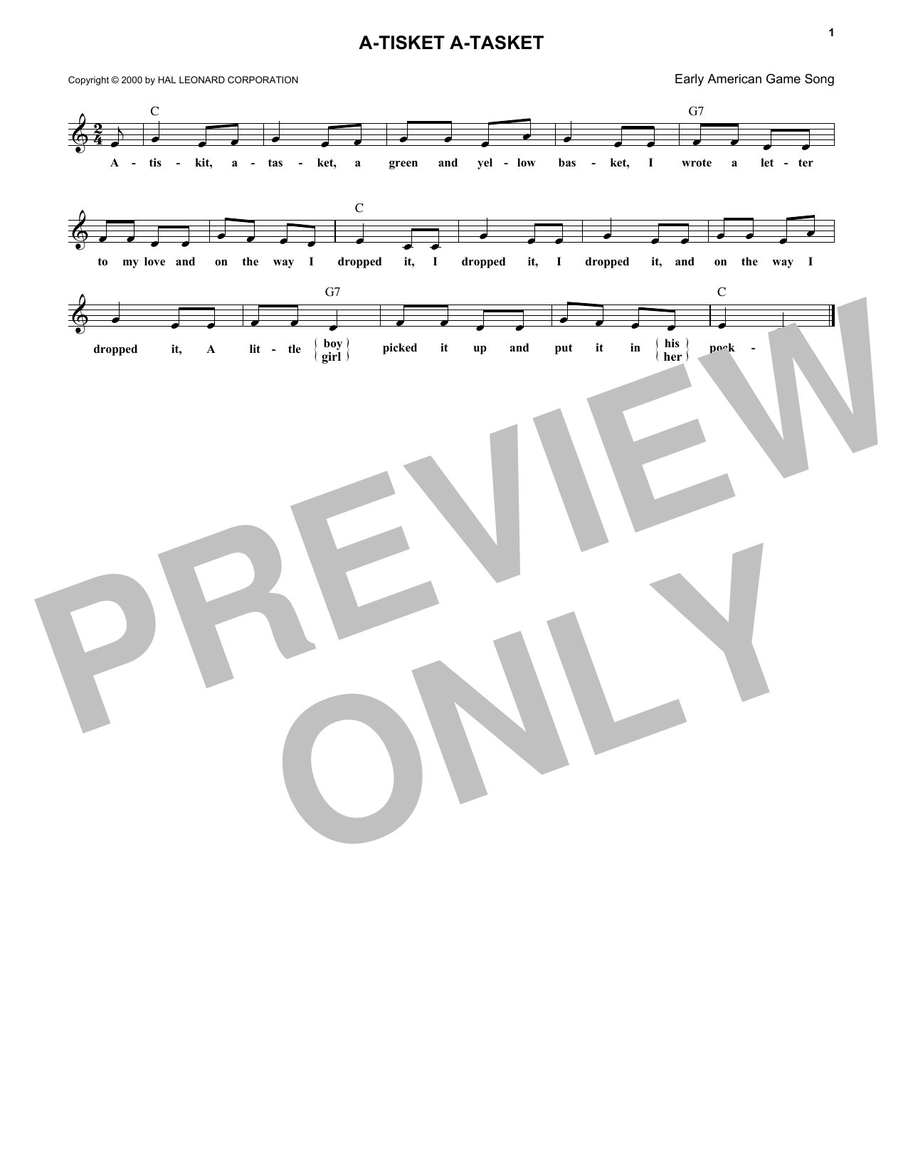 Product gallery: Page 1 of 1 A-Tisket A-Tasket, Traditional