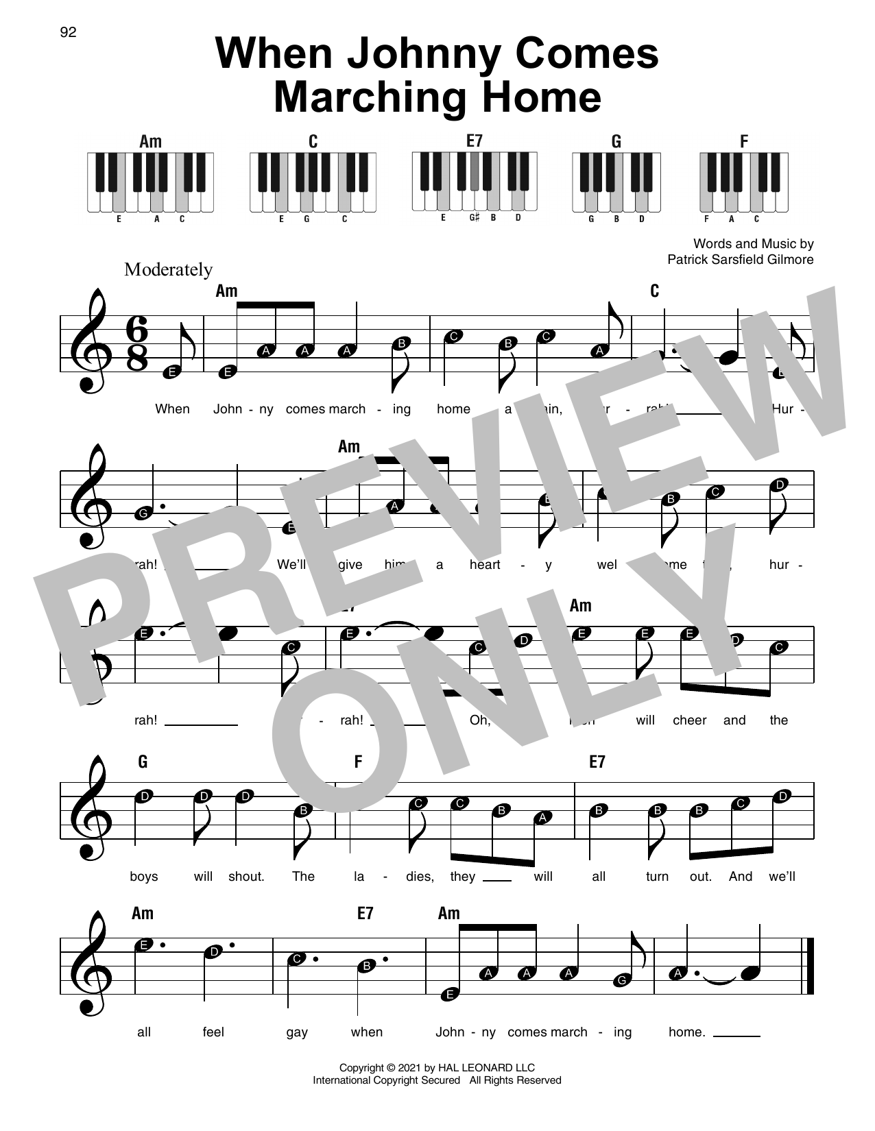 Produktgalerie: Seite 1 von 1 When Johnny Comes Marching Home, Patrick Sarsfield Gilmore, Klavier