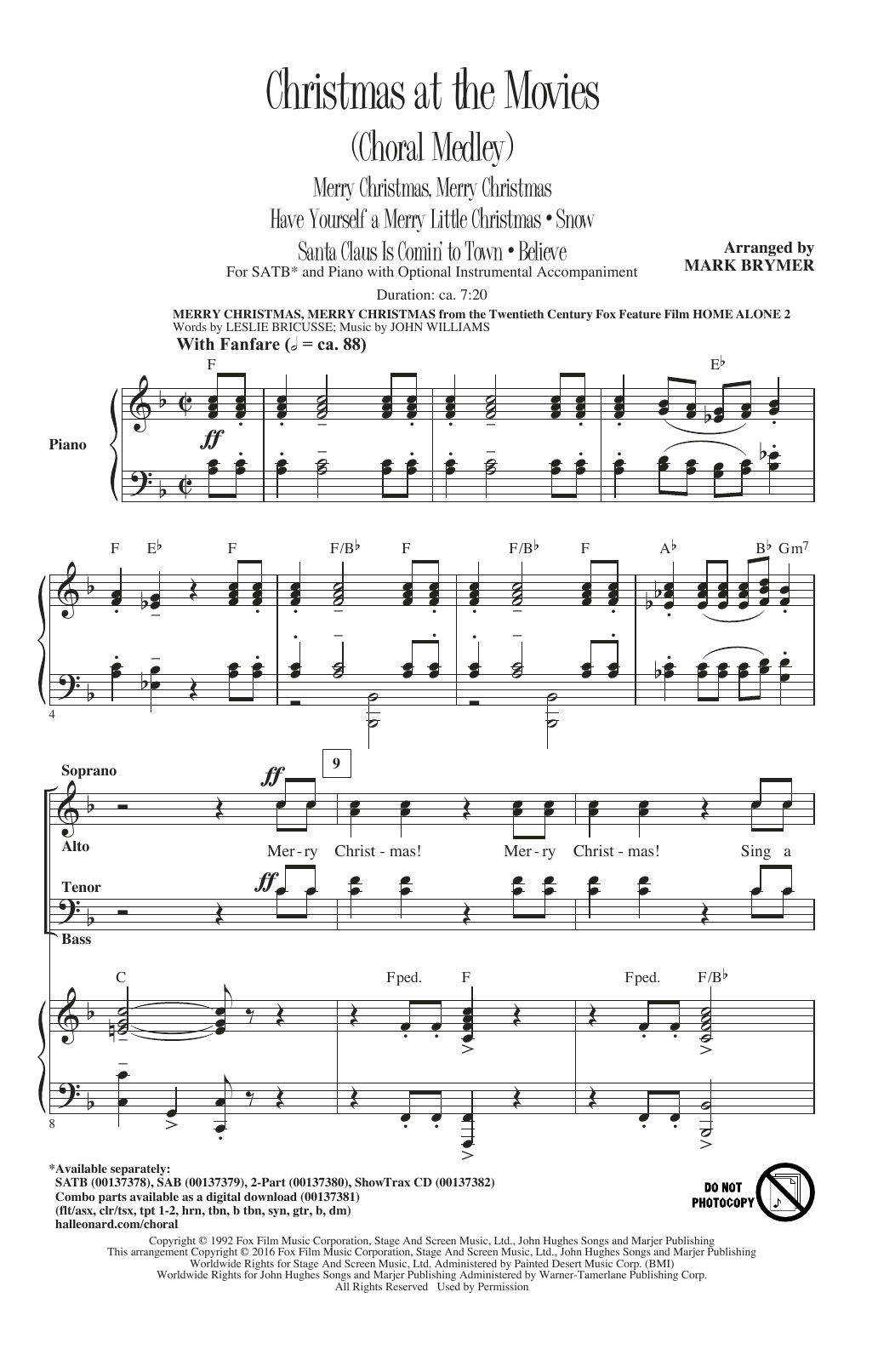 Product picture to: Christmas At The Movies (Choral Medley)