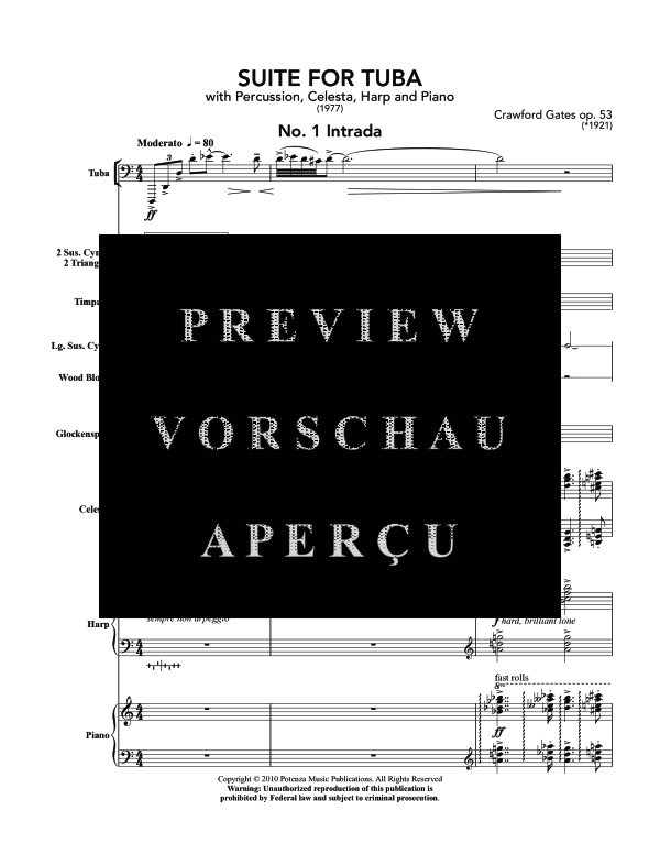 Produktgalerie: Seite 7 von 11 Suite for Tuba, , (Tuba Solo mit Percussion, Celesta, Harfe + Klavier)