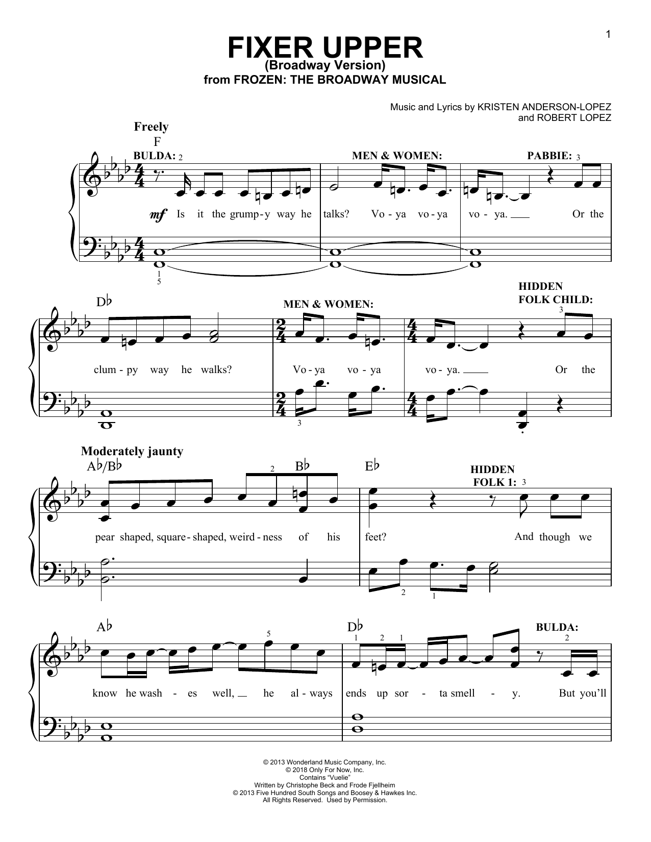 Produktbild zu: Fixer Upper (from Frozen: The Broadway Musical)