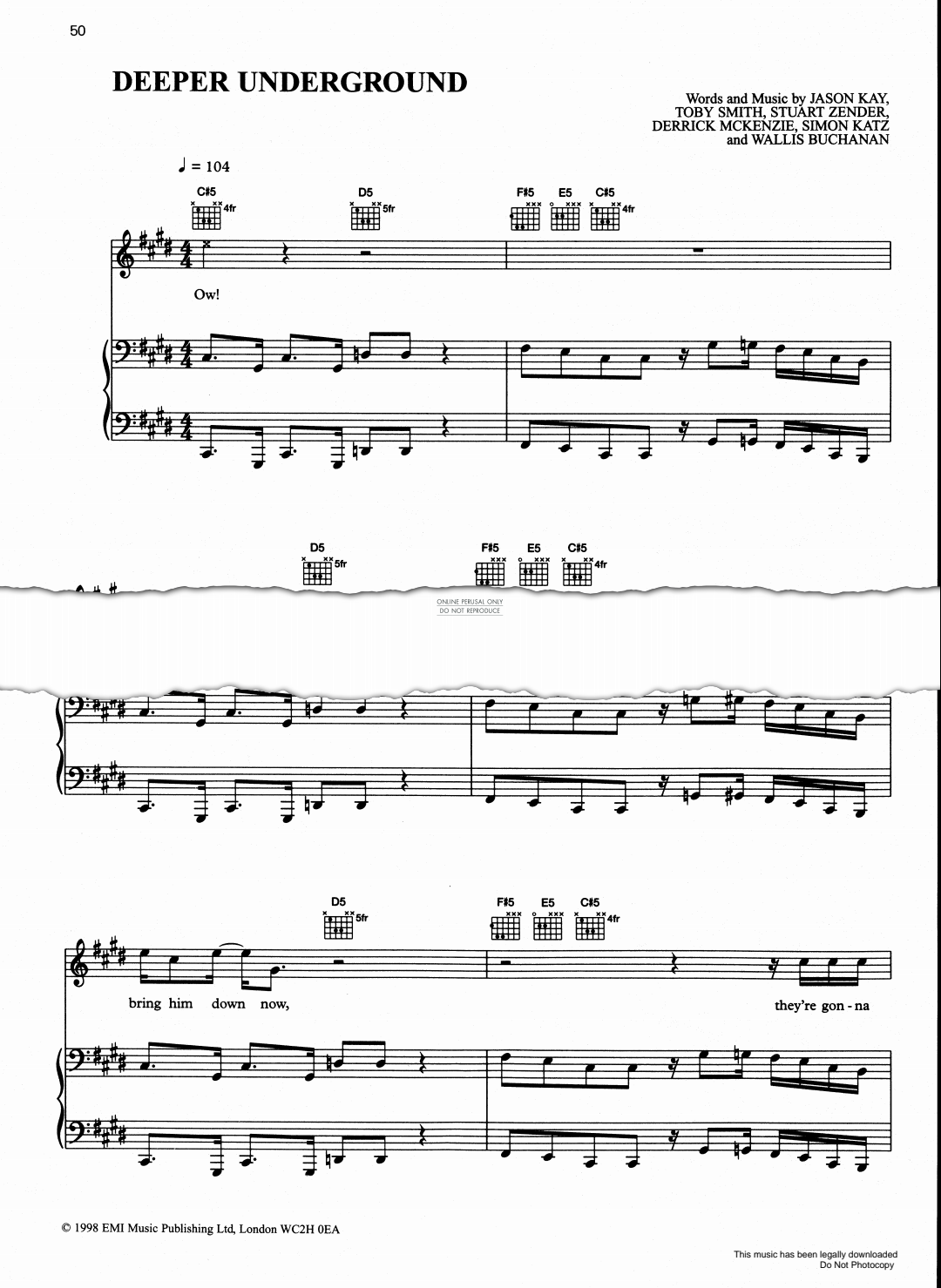 Produktgalerie: Seite 1 von 1 Deeper Underground, Jamiroquai, Gesang, Gitarre, Klavier