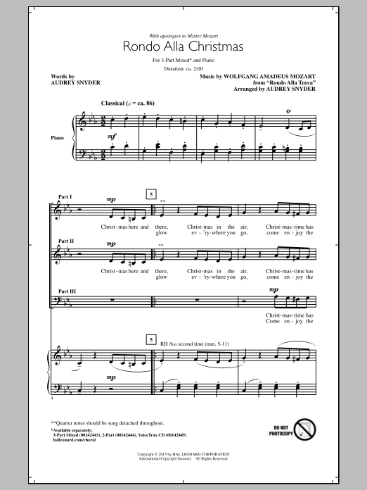Produktbild zu: Rondo Alla Christmas (arr. Audrey Snyder)