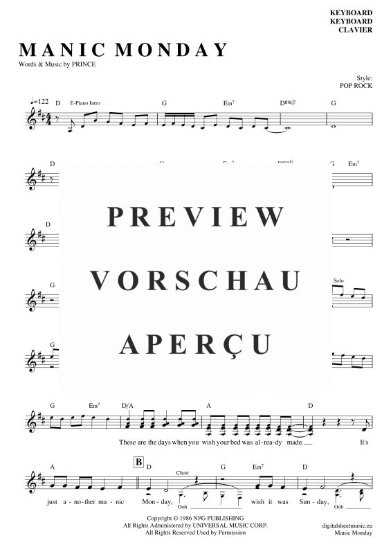 gallery: Manic Monday , Bangles, (Keyboard)