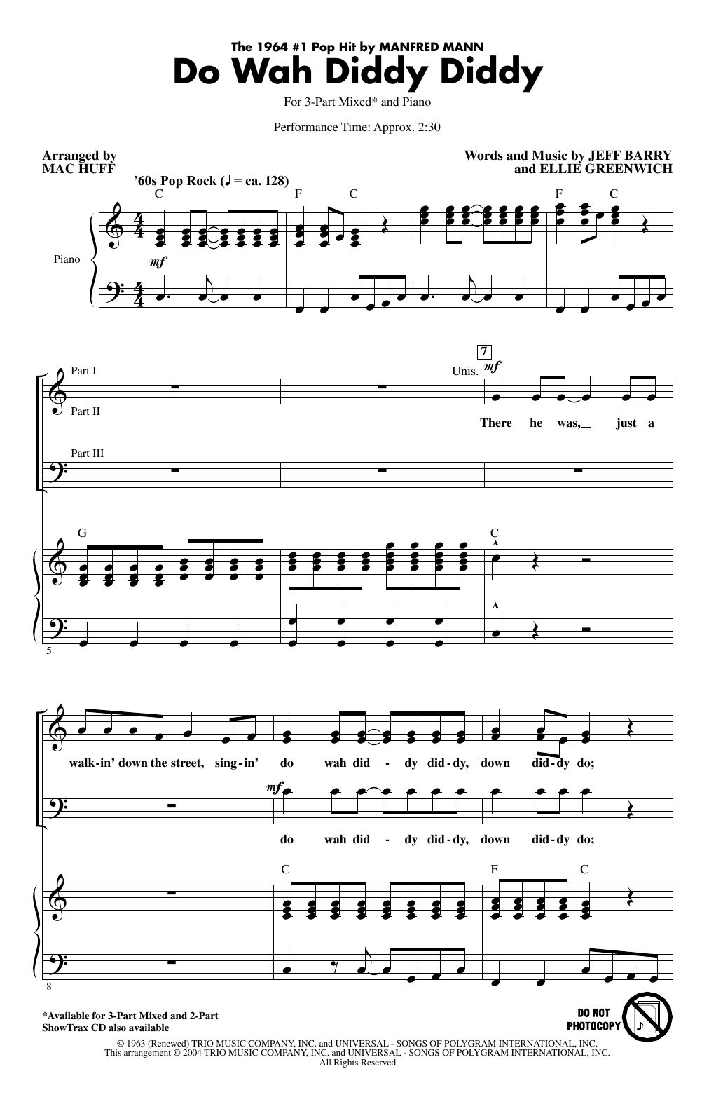 Product gallery: Page 1 of 1 Do Wah Diddy Diddy (arr. Mac Huff), Manfred Mann