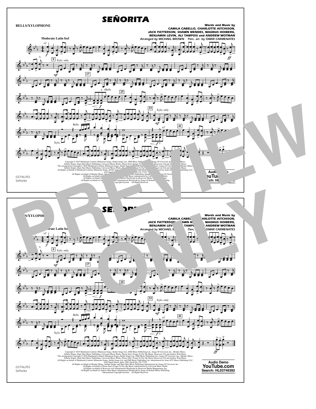 Produktbild zu: Señorita (arr. Carmenates and Brown) - Bells/Xylophone