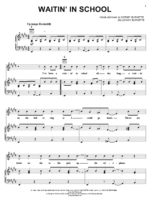 Produktgalerie: Seite 1 von 1 Waitin' In School, Ricky Nelson, Gesang, Gitarre, Klavier
