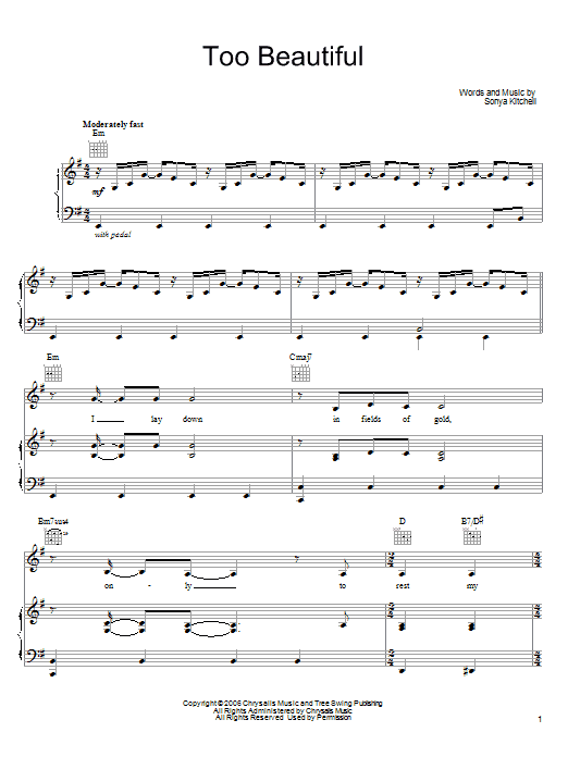 Produktgalerie: Seite 1 von 1 Too Beautiful, Sonya Kitchell, Gesang, Gitarre, Klavier