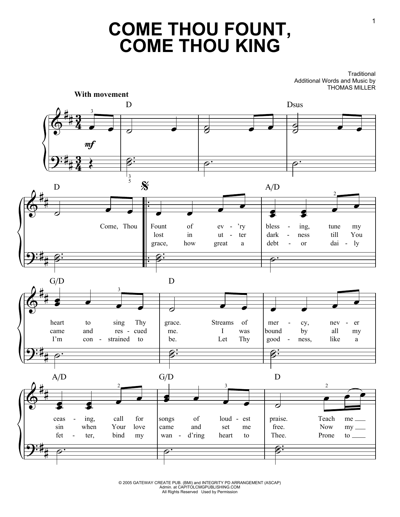 Product gallery: Page 1 of 1 Come Thou Fount, Come Thou King, Thomas Miller