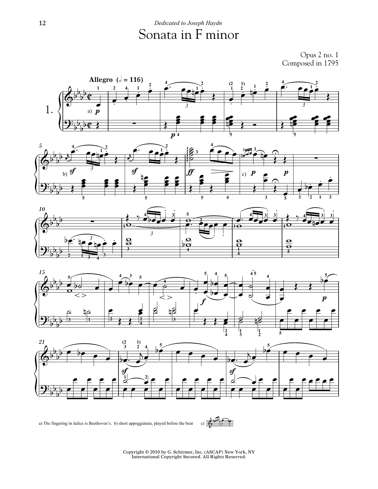 Product gallery: Page 1 of 1 Piano Sonata No. 1 In F Minor, Op. 2, No. 1, Ludwig Van Beethoven