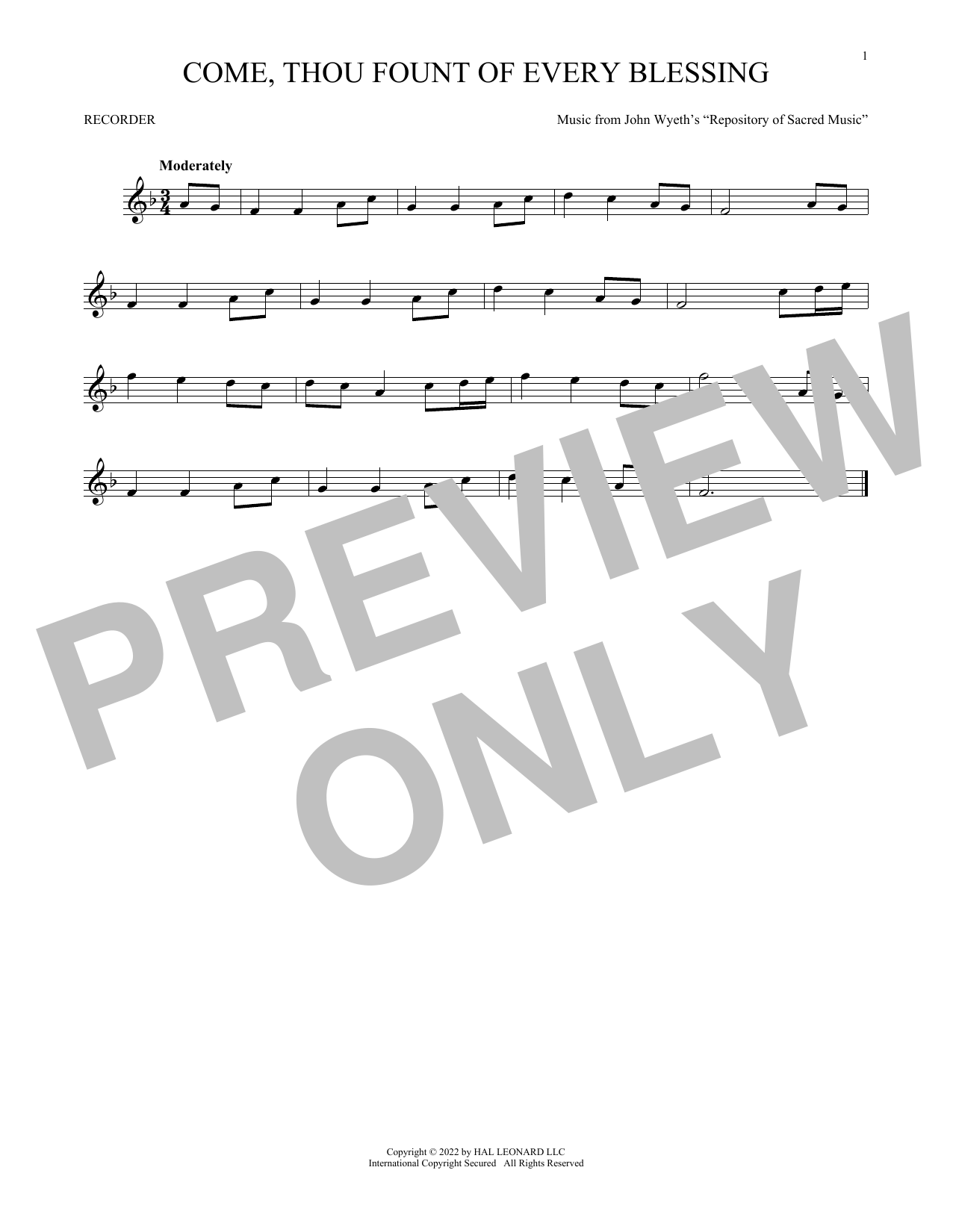 Product gallery: Page 1 of 1 Come, Thou Fount Of Every Blessing, Robert Robinson