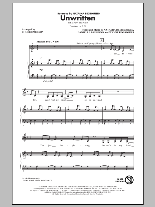 Produktbild zu: Unwritten (arr. Roger Emerson)