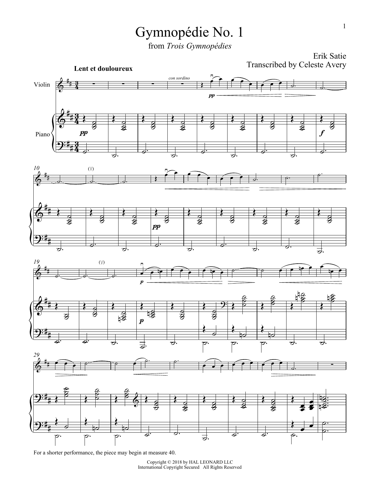 Product gallery: Page 1 of 1 Gymnopedie No. 1, Erik Satie