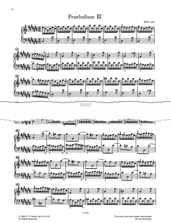 Produktbild zu: Prelude And Fugue No.3 in C# major, BWV 848 (from 'The Well-Tempered Klavier Book I')