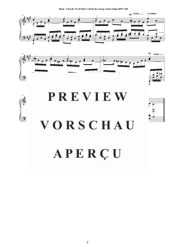 Produktgalerie: Seite 3 von 3 Choral No.38 in A-Dur (Herr Christ der ein'ge Gottes Sohn) BWV 601, , Klavier Solo