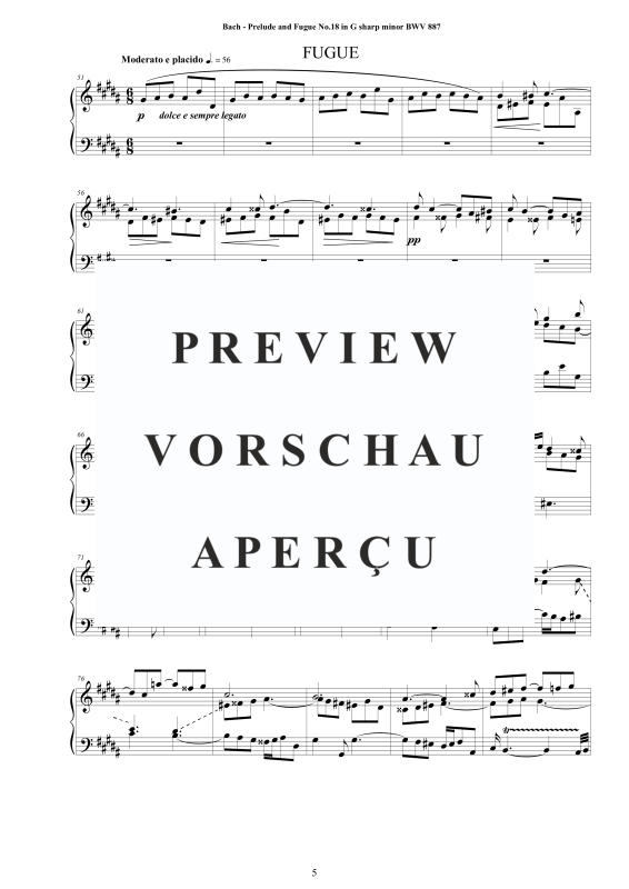 Product gallery: Page 6 of 10 Präludium und Fuge Nr. 18 in Gis-Moll BWV 887, , Solo Piano